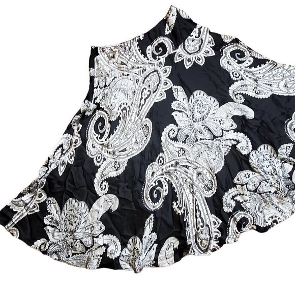 Neiman Marcus Exclusive 100% Silk Womens‎ Black Paisley Flowy Skirt Size M - Picture 11 of 12